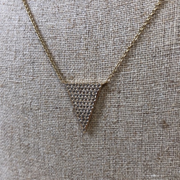 Gold Triangle Necklace And Peekaboo Earrings - Picture 2 of 9